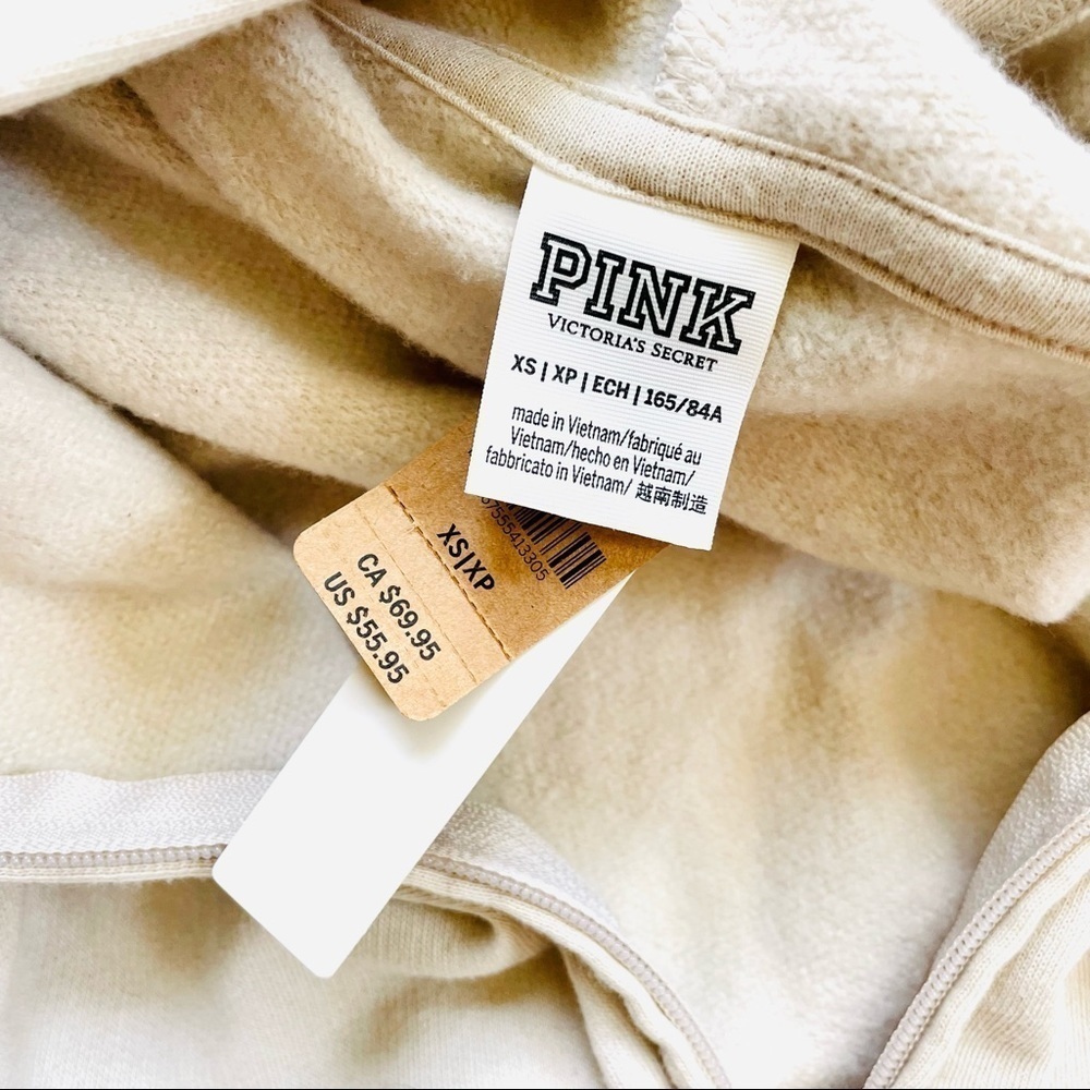 Victoria’s Secret PINK NWT Everyday Lounge Full Zip Vanilla Bean Silver Foil XS - Picture 8 of 9